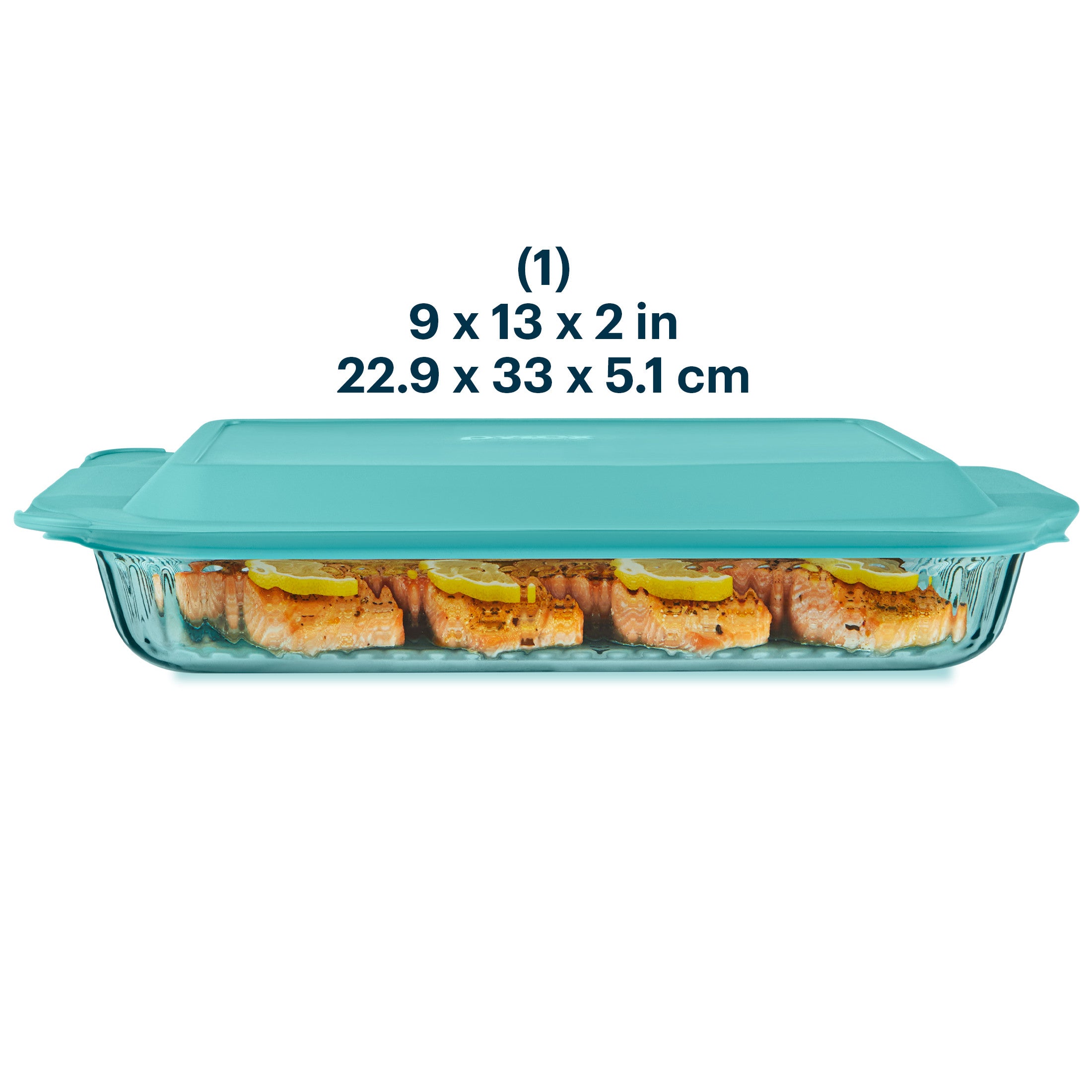 Pyrex? Sculpted Tinted Glass 3QT Oblong Baking Dish with Lid. Aqua - Image 2