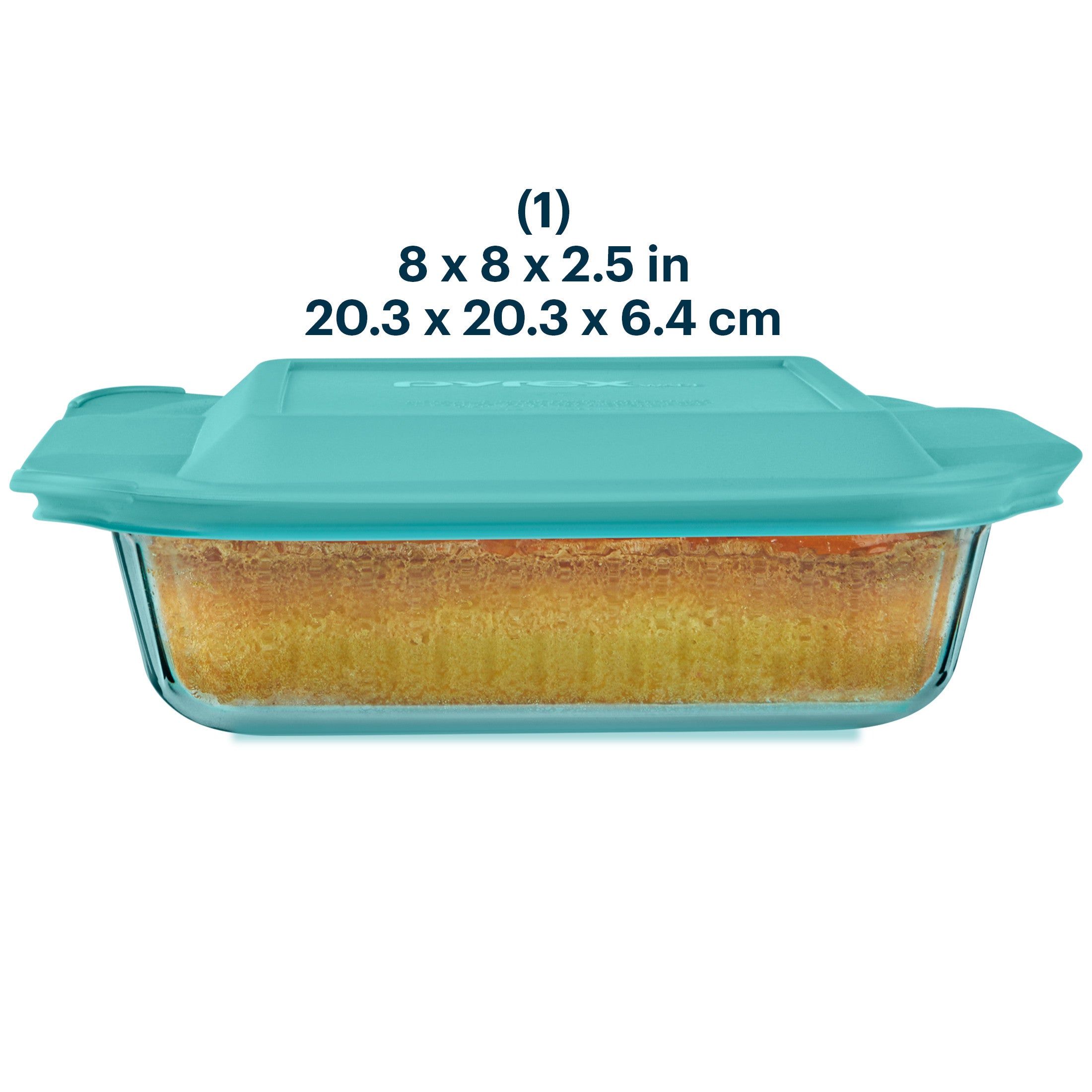 Pyrex? Sculpted Tinted Glass 8 Square Baking Dish with Lid. Aqua - Image 2