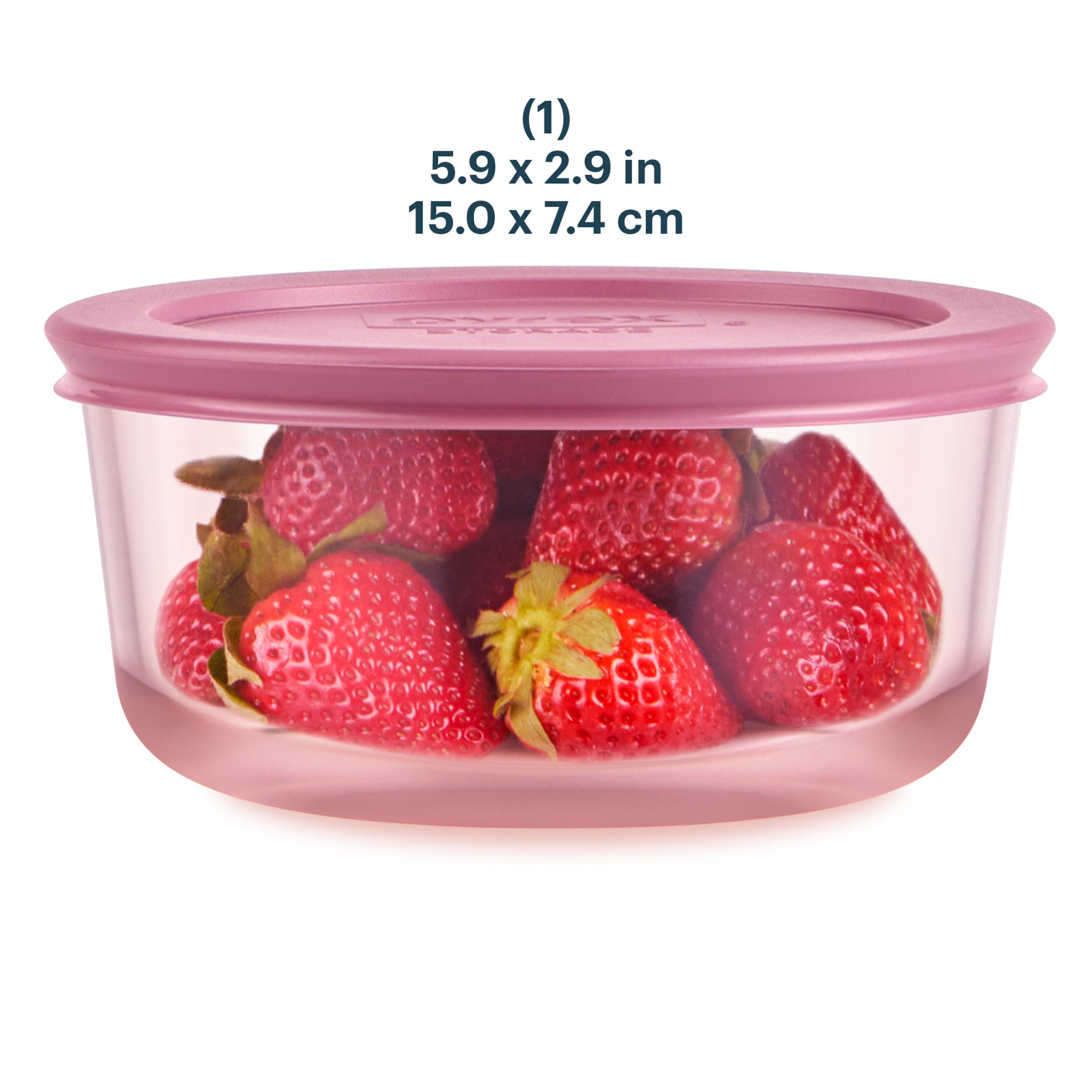 Pyrex? Simply Store? Tinted Glass 4-cup Round Storage Container with Lid. Pink - Image 2
