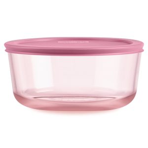 Pyrex® Simply Store® Tinted Glass 7-cup Round Storage Container with Lid. Pink