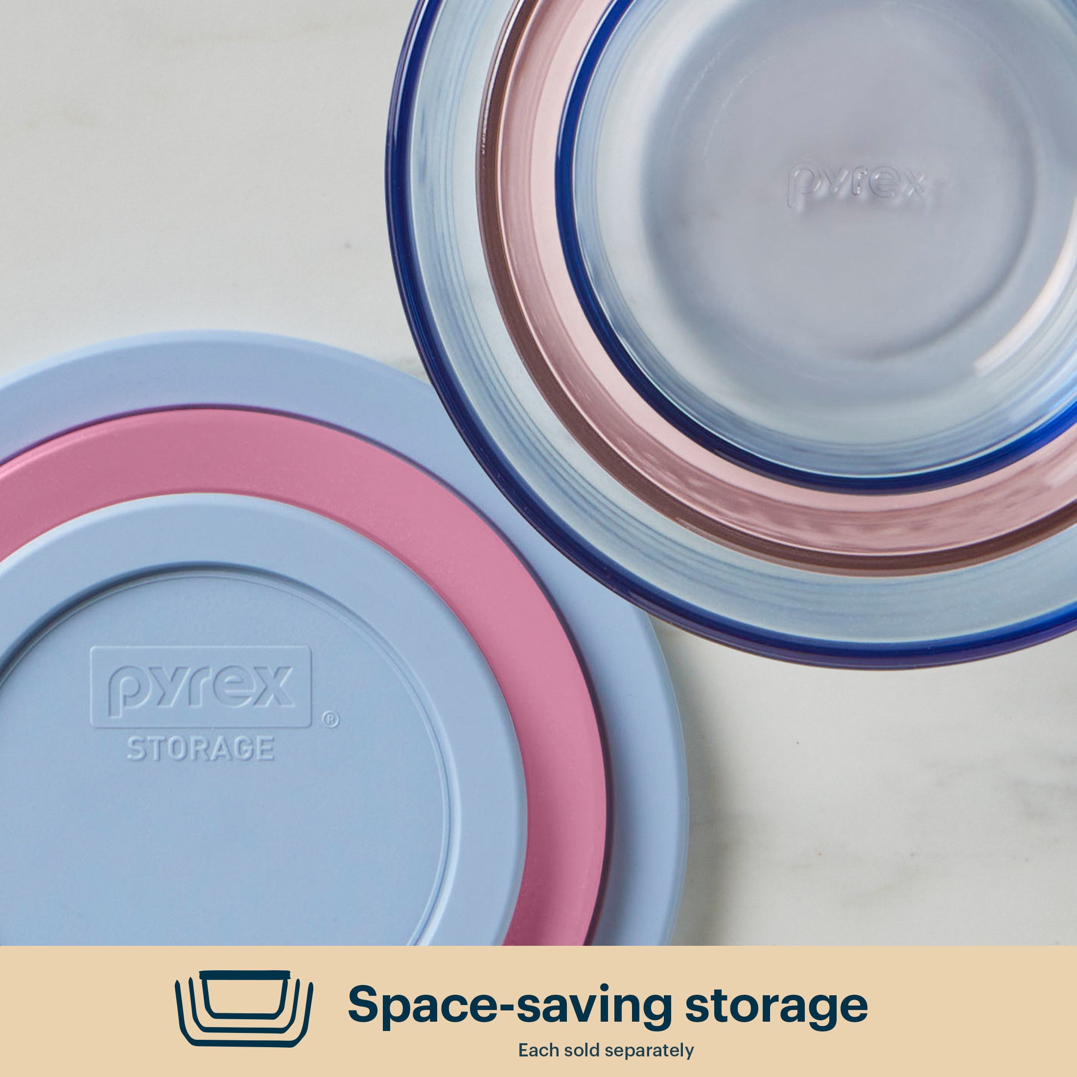 Pyrex® Simply Store® Tinted Glass 4-cup Round Storage Containers. 4-pc Set. Mixed Colors - Image 5