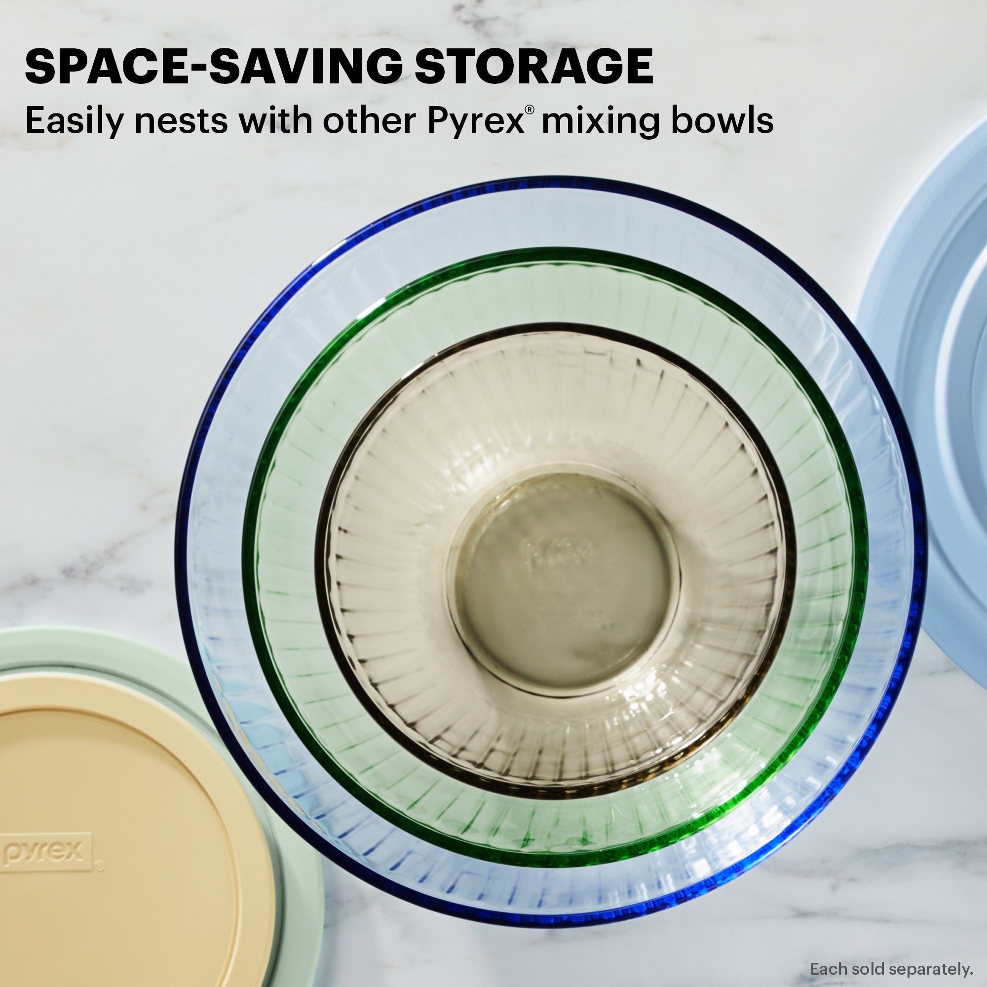 Pyrex? Colors Sculpted Tinted 4.5-quart Mixing Bowl with Lid. Blue - Image 4