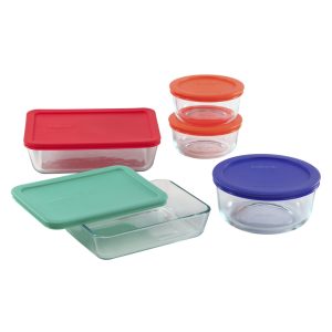 Pyrex® Simply Store® 10-piece Glass Food Storage Container Set with Assorted Colored Lids
